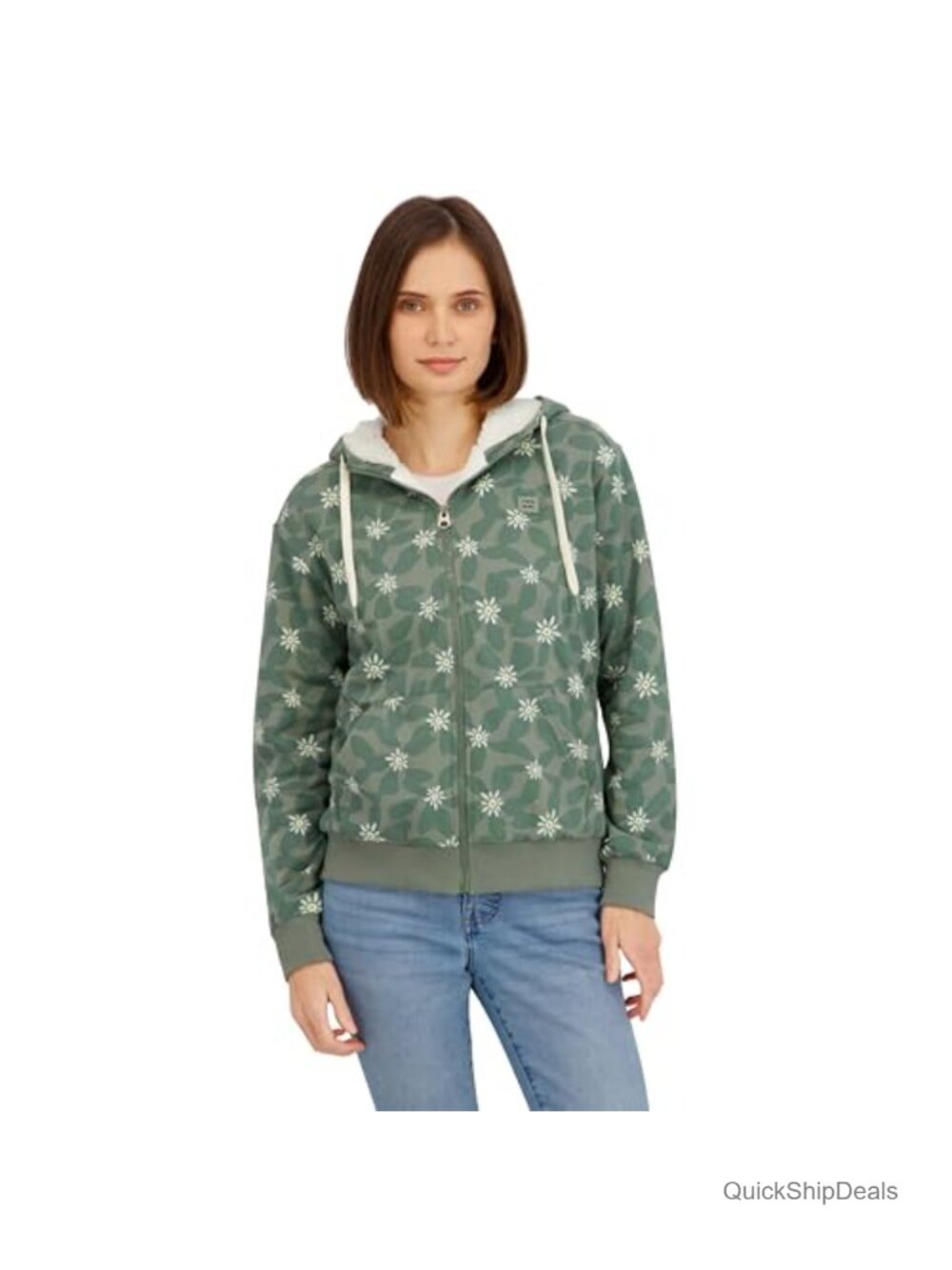 Oversized Sherpa Lined Full Zip Fleece Hoodie Jacket Warm Winter